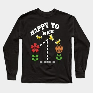 Birthday One Year Old Happy To Bee 1 Cute Bee Party Gift Long Sleeve T-Shirt